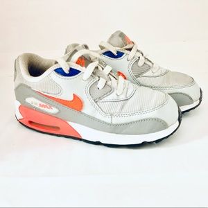 Toddler Nike Air Max Size 9C Grey/Royal Blue/Neon Orange Leather Sneakers
